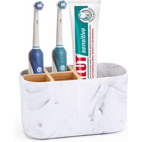 APEX Porte-brosses à dents en bambou pour salle de bain, organisateur de rangement, porte-brosses à dents électriques pour famille