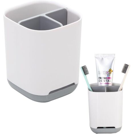APEX Porte-brosses à dents, organisateur à 3 emplacements avec trous de drainage, gobelet de rangement multifonctionnel en plastique gris