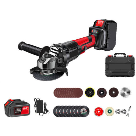 APEX Professional Meuleuse d’angle sans fil  (21 V, Ø 100 mm, Vitesse à vide tr/min : 9500, 27 accessoires moteur sans charbon，Avec boîte à outils)