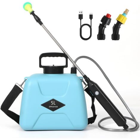 APEX Pulvérisateur électrique de 5 litres à batterie avec 3 buses de brumisation, pulvérisateur de jardin portable avec bandoulière.