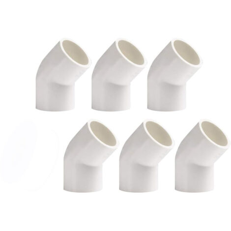 APEX Raccords de plomberie sous pression - Lot de 6 coudes à 45° de 20 mm de diamètre, raccords de tuyauterie en PVC, adaptateurs, connecteurs blancs