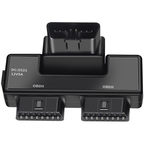 APEX Répartiteur OBD2 OBDII 16 broches OBD II avec interface CC pour transmission à haute vitesse, 1 connecteur mâle vers 2 connecteurs femelles, type universel, convient à tous les véhicules OBD2.