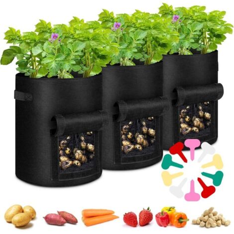 APEX - Sacs de culture pour pommes de terre (lot de 3), 7 gallons (26,5 litres), en non-tissé, pour la culture de pommes de terre, tomates, fraises et autres légumes.