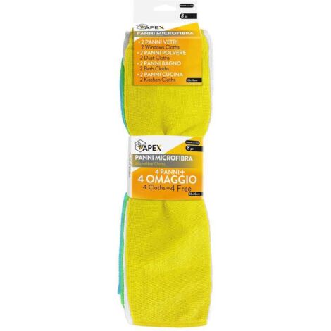 Apex Set 8 Panni in Microfibra 30x35 cm - Pulizia Casa