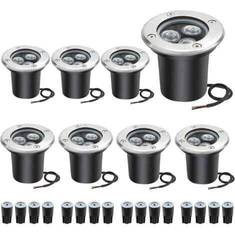 APEX Spots LED encastrables au sol, éclairage de chemin, blanc chaud, IP67, 24 V CC, éclairage paysager extérieur pour jardin (lot de 8)