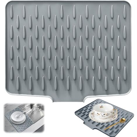 APEX Tapis d'égouttage en silicone 40 x 32,5 cm avec bec verseur, antidérapant, anti-fuite pour fruits, légumes et plats chauds.
