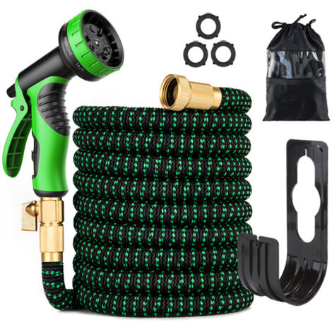 APEX Tuyau d'arrosage extensible, tuyau flexible anti-torsion en latex 3 couches amélioré, buse de pulvérisation à 10 fonctions, 15 m (50 pi)