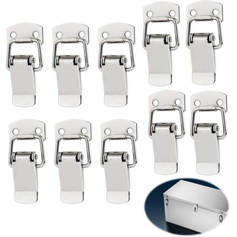 APEX Un ensemble de 10 loquets à levier de 47 mm, loquets coulissants en métal nickelé, pour sécuriser les fenêtres, les meubles, les tiroirs, les armoires et les boîtes à outils.