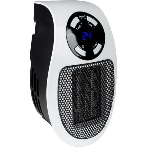APEX Ventilateur miniature à brancher 500K (230 V, puissance de chauffage de 500 W, débit d'air de 28,46 m³/h, élément chauffant en céramique PTC, rotation à 90°, prise secteur, fonctions)