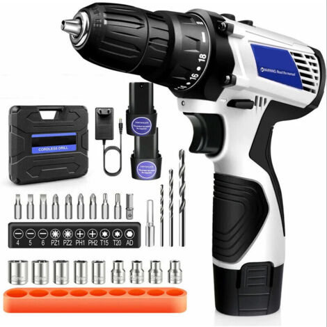 APEX Visseuse sans fil avec 2x 1500mAh Li-Ion Batteries Perceuse-visseuse 45Nm 23pcs