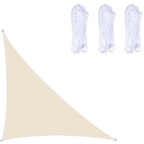 APEX Voile d'ombrage Triangulaire - 3x4x5 m - blanc cassé - résistant à l'eau - Protection Contre Le Vent - Protection UV - pour Jardin