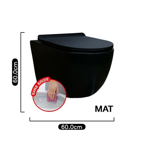 CONFORT - Cuvette WC Sans Bride Abattant fin + Frein de Chute