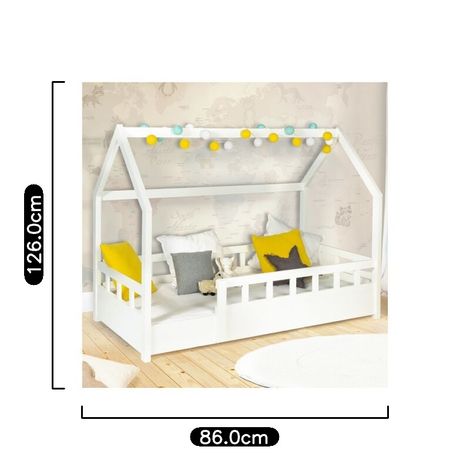 Letto a capanna per bambini 80 x 160 CM NEREE bianco con struttura letta e  sponde