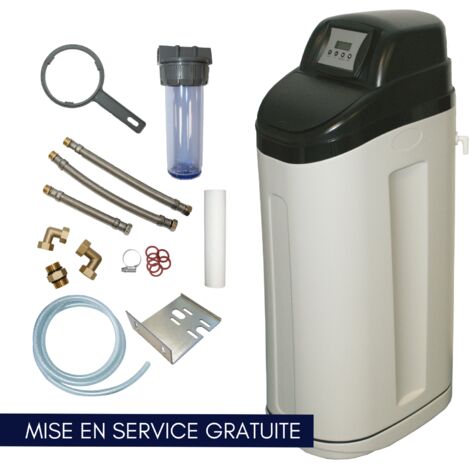 Apic – Adoucisseur d'eau 22L – Capacité 1,7 m³/h – Bac à sel 75 kg – Mise en service gratuite – Kit de raccordement inclus