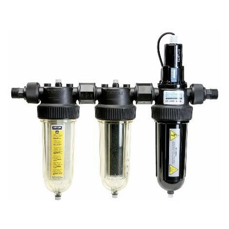 Apic – Stérilisateur UV 40W – Débit 2,6 m³/h – Préfiltre 25 µm et charbon actif – Pour eau de pluie, puits et réservoirs