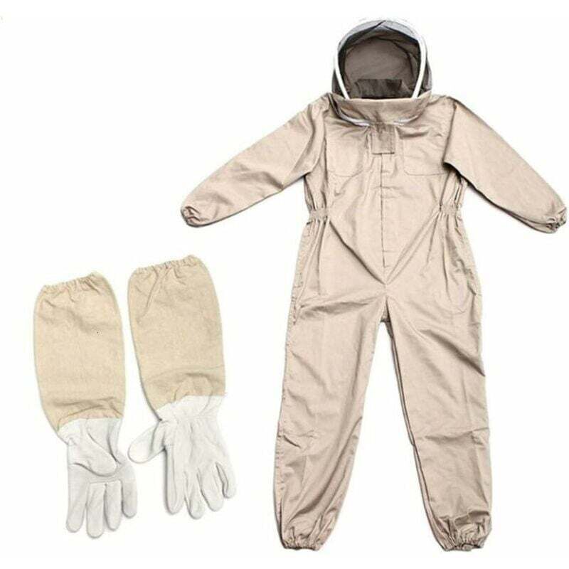 Apicole Costume Équipement de Protection Professionnel Anti Abeille avec Longs Gants et Capuchon en Voile pour Apiculteur-XXL