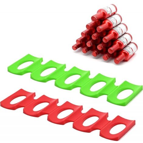 apiladores de botellas y latas para refrigerador, botellero plegable de silicona antideslizante, organizador de latas de cerveza (rojo y verde)