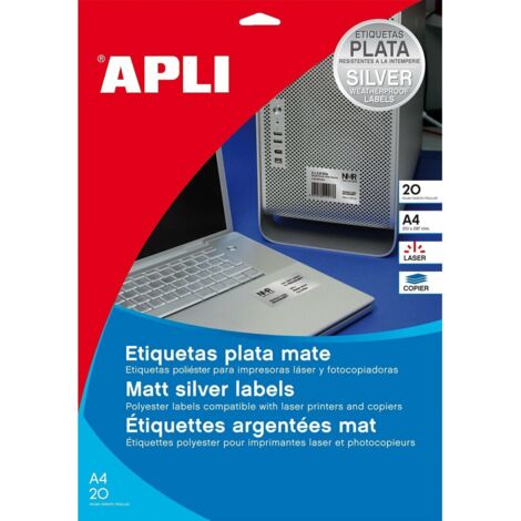 APLI 10071 etiqueta autoadhesiva Plata 20 pieza(s)