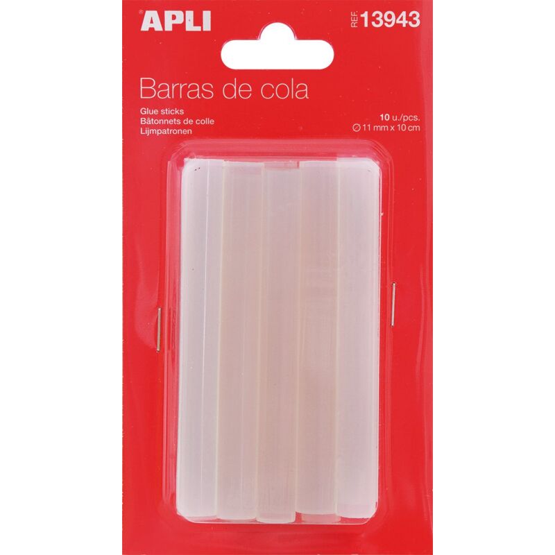 Image of Apli - 13943 - Pack de 10 barras para pistola de cola, 11 mm x 10 cm, color transparente