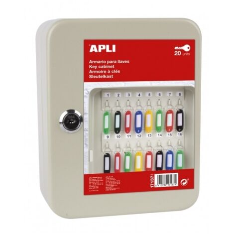 APLI 17137 Armadietto per chiavi-20 Posizioni, Lega di Acciaio, Bianco, 20 Positions