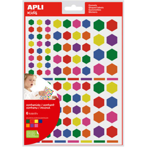 APLI 18768 etiqueta decorativa engomada Azul, Fucsia, Verde, Naranja, Púrpura, Rojo, Amarillo
