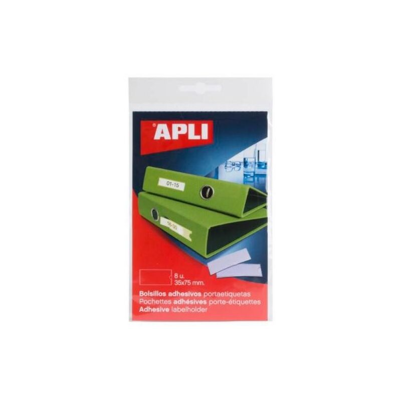 

Apli - bolsillos adhesivos portaetiquetas 35x75 mm transparente -bolsa 8u-