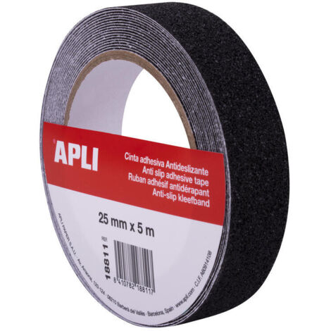 Apli cinta antideslizante 25mm x 5m - resistente al agua y al desgaste - facil de cortar y aplicar - negro