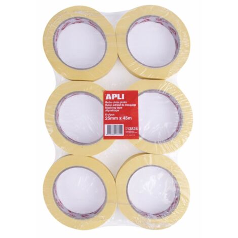 Apli cinta pintor 60gr rollo 25mmx45m removible amarillo -6u-