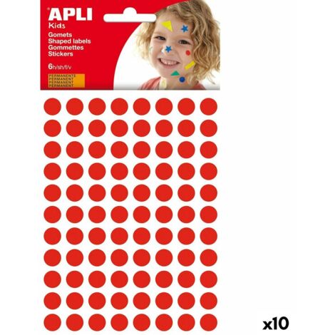 Apli Gomets Redondos 10,5Mm Blister 6 Hojas Rojo