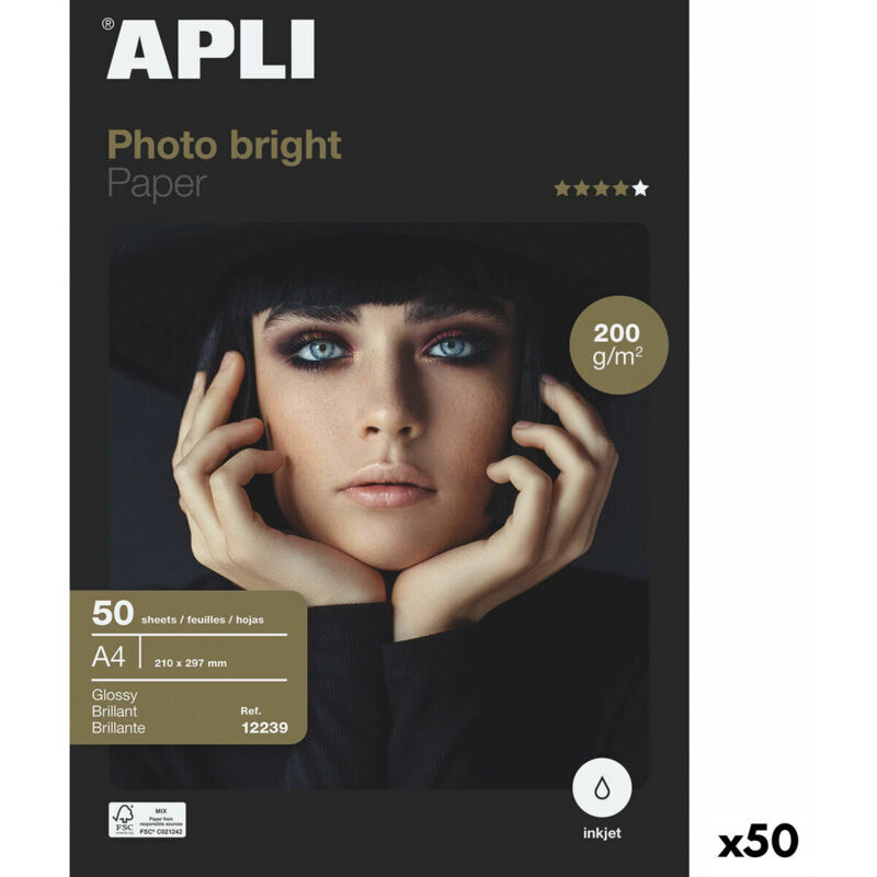 Apli - 12239 Papel Fotográfico Blanco