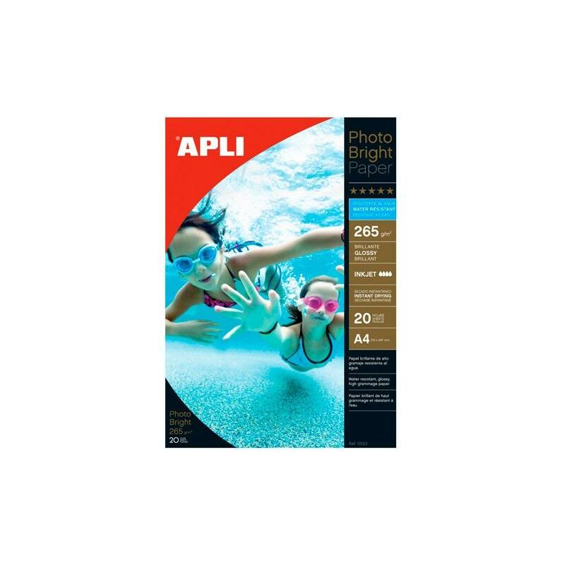 Papel Fotográfico Profesional Photobright Inkjet Resistente Al Agua 260 Gr. Tamaño A4 - 20 Hojas - - Apli