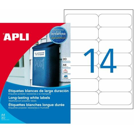 APLI Paq.280 etiquetas poliester 99,1x38,1mm blanca