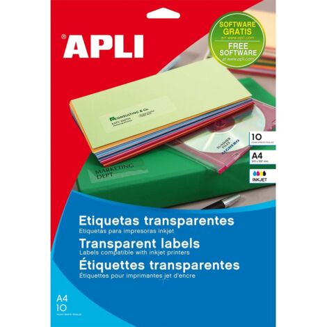 APLI Paq.440 etiquetas poliester 48,5x25,4mm transparente