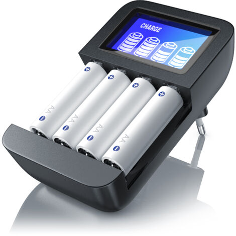 Aplic Batterie-Ladegerät 2700 mA, Universal 4-Schacht Batterielader geeignet für Typ AA / AAA NiMH Akkus