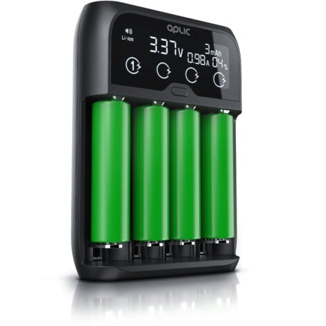 Aplic Universal Akku Ladegerät mit LCD Display für Li-ion, Ni-MH, Ni-Cd, LiFePo4 Akkus