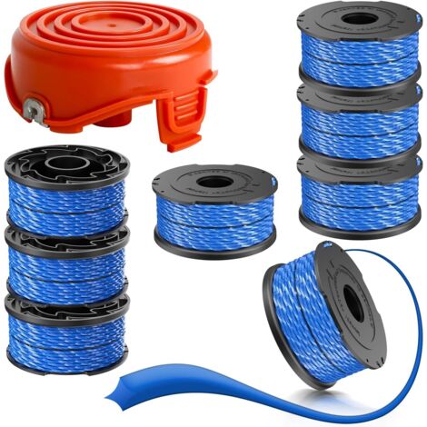 Aplicable al carrete de hilo para desbrozadora Black & Decker A6441 con tapas A6442-XJ, compatible con GL315, GL337, 8 carretes + 2 tapas