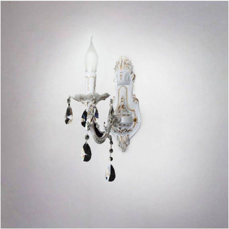 Trade Shop - Applique Da Muro Parete Classica 1 Braccio Attacco E14 Cristalli Pendenti E01-1 -