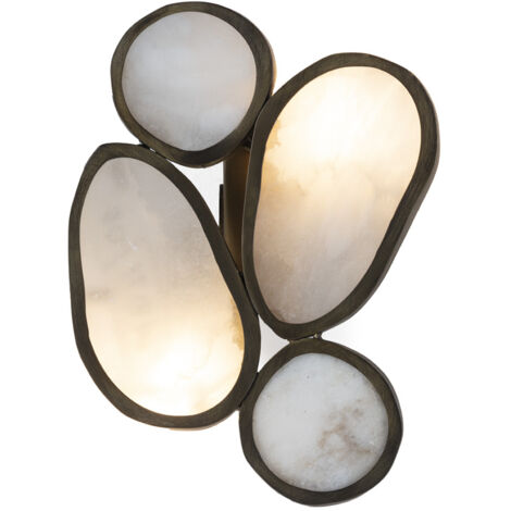 Aplique 17X12X21 Alabastro Blanco/Metal Laton Envejecido