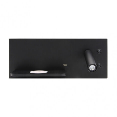 Aplique 2+8w 4000k velazquez dcho negro usb+qi  130lm doble encendido 14x35x14 cm