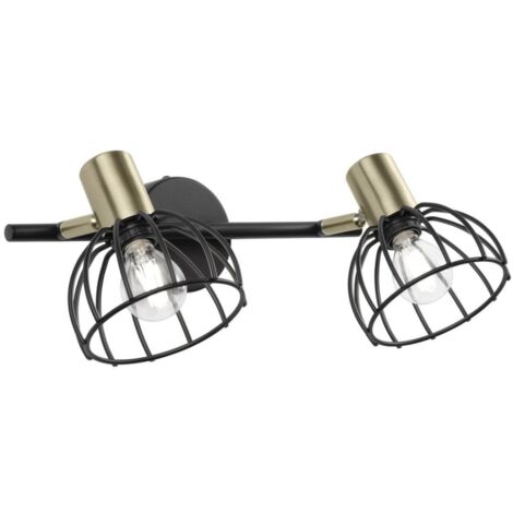 Aplique 2 luces modelo Bermeo acabado negro 16 cm(alto) 42cm(ancho) 21 cm(fondo