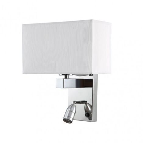 Aplique 3w 4000k + 1xe27 gabriel cromo/pantalla blanca 285lm 31x26x15,5cm doble encendido