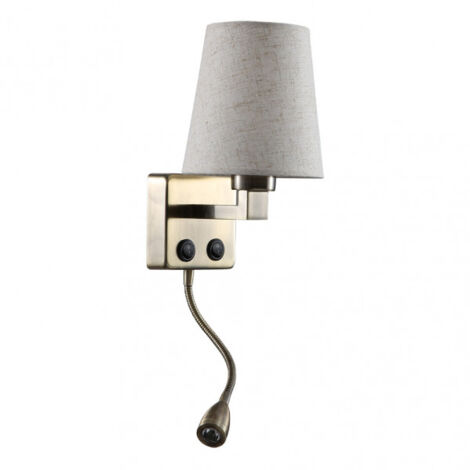 Aplique 3w 4000k +1xe27 Paulo Cuero/pantalla beige 285lm 37x14x17cm Doble Encendido