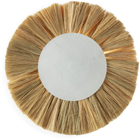 Aplique 49X49X10 Metal Blanco Envejecido/Hierba Marina Natural