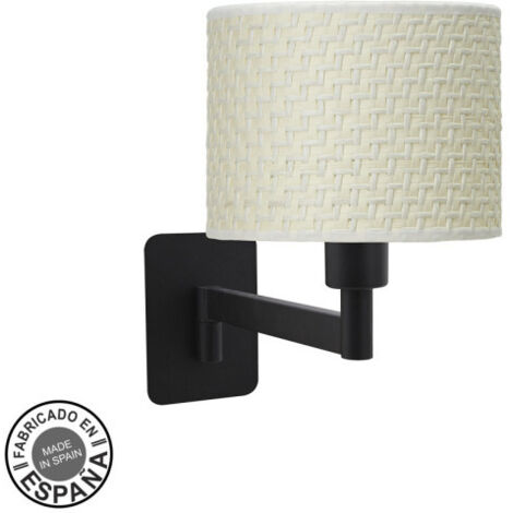 Aplique abatible moda 1xe14 negro/cañizo blanco 26x17x28 cm