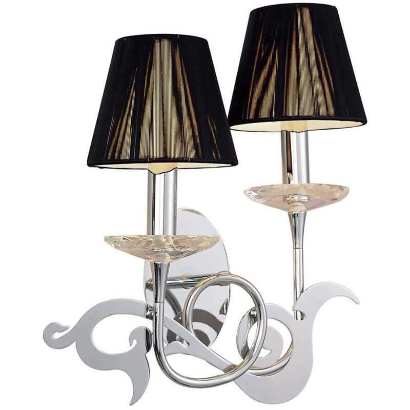 Inspired Mantra Acanto Aplique Switched 2 Luces E14, Cromo Pulido Pantallas Negras
