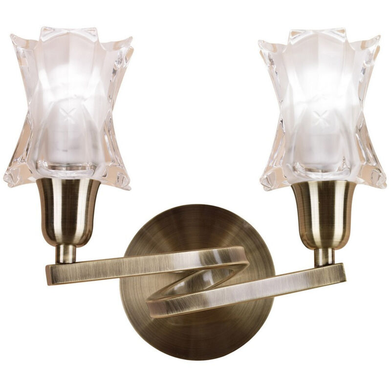 Inspired Mantra Alaska Aplique Switched 2 Luces L1/SGU10, Latón Antiguo, Lámparas CFL INCLUIDAS