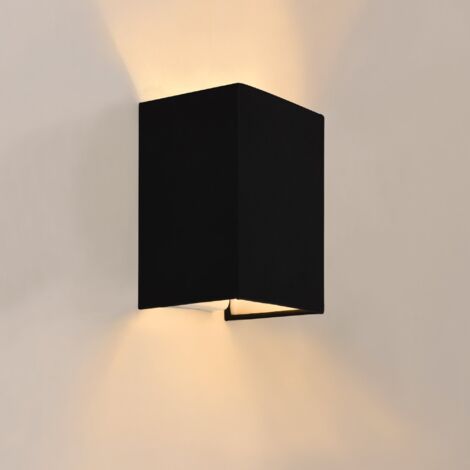 Aplique angular e27 60 vatios 20 cm pantalla lino negro 030002527