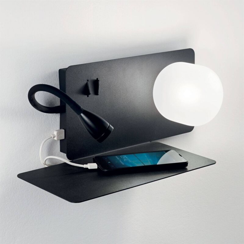 Ideal Lux - Book - Aplique de pared led 2 luces Negro, G9