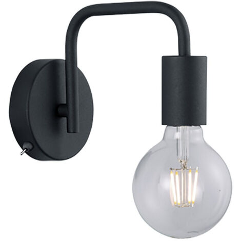 Aplique Brazo Metal Portalámparas E27 Negro Diallo Trio Lighting