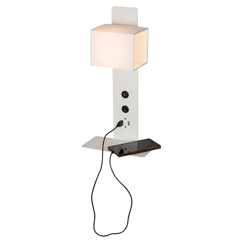 

Aplique Cabecero 1xE14 con 2 puertos USB Blanco